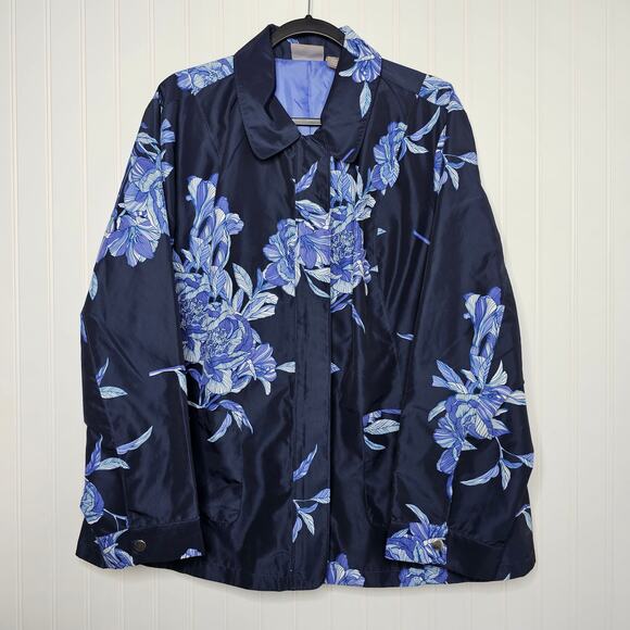 Chico's Women's High Seas Floral Jacket Size XL 16 Full Zip Lightweight Layering - Picture 10 of 10